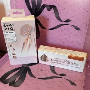 L+W Bio Phoenix Rose Quartz Face Roller and Ice Roller Set SEALED!